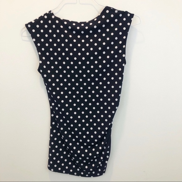 Vince Camuto Blue White Polka Dot Cowl Neck Top - Picture 4 of 4